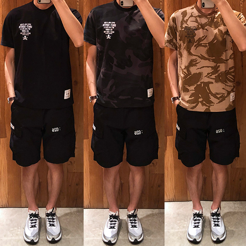 Hong Kong CHOCOOLATE 21 summer male camouflawless letter printed casual short sleeve T-shirt 1106