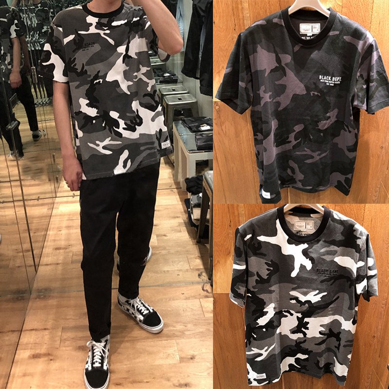 Hong Kong Chaoshop CHOCOOLATE 21 xia Xia Men's Brief Alphabet Embroidery Camouflay Short Sleeve T-shirt 1340