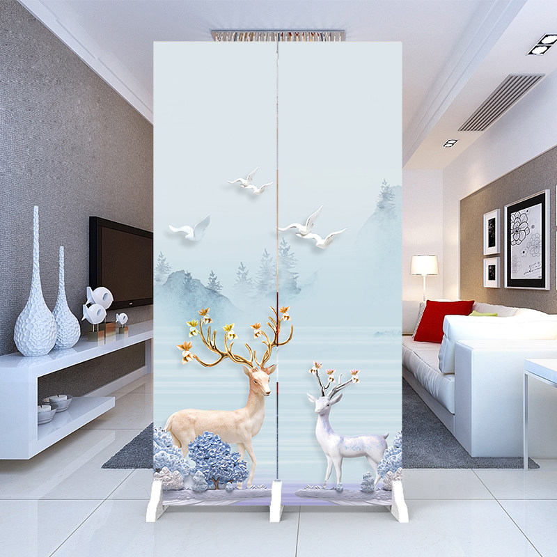 Screen partition mesh red light and luxurious Nordic entry Living room Shielded Bedroom Folding mobile toilet door Easy for door