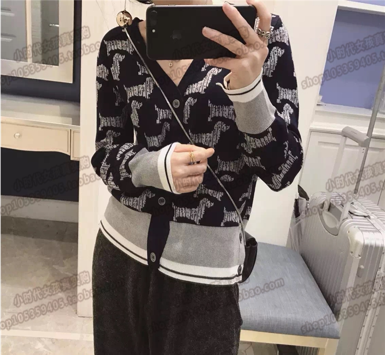 (Little Times France) Thom Browne autumn winter TB needles puppies jacquard men and women cardiovert coats