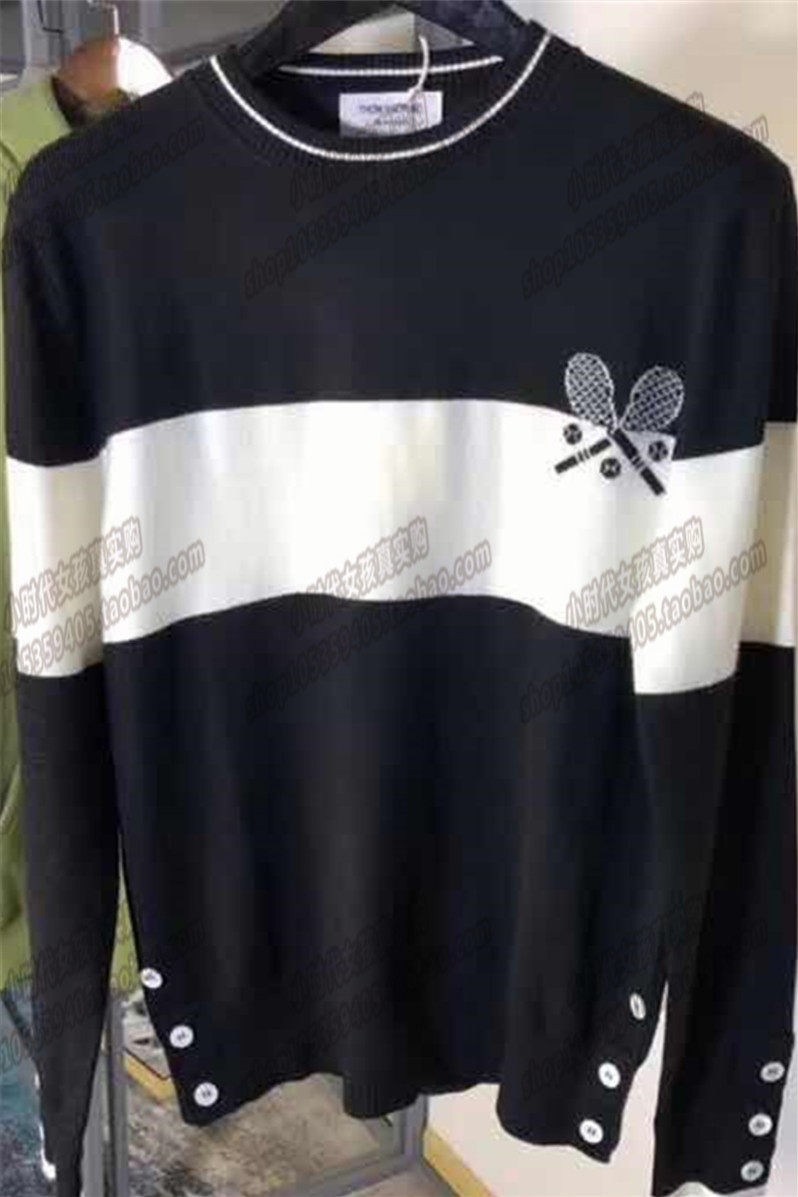 (Little Times France) Thom Browne 18tb autumn winter tennis racket cashmere knitted cardiovert male and female jacket