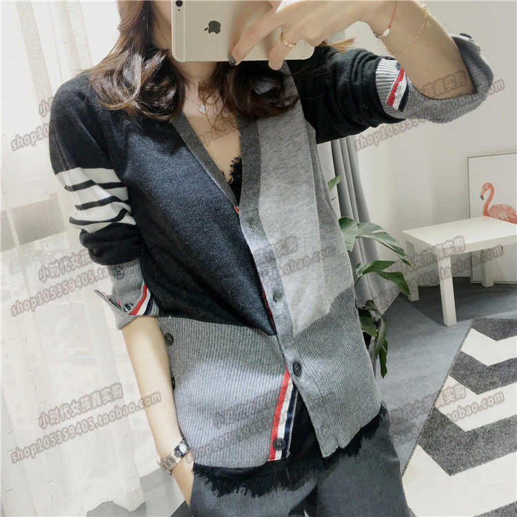 (Little Times France) Thom Browne TB Series V collar wool knit cardioloured male and female