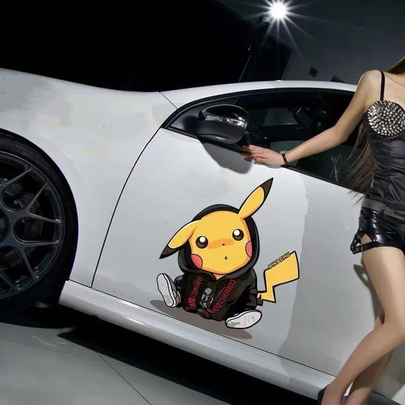 Pikachu Car Stickers New Road Body Car Door Block Scratches Large Cutty Cartoon Paste