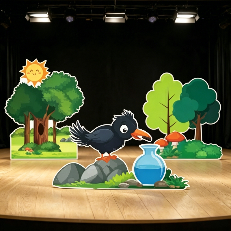 Children's Day Decorations Crow Drinking Water Story Performance Props Kindergarten Primary School Students Stage Decoration Kt Board