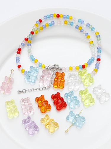 Милые акриловые бусины, серьги ручной работы, с медвежатами, DIY