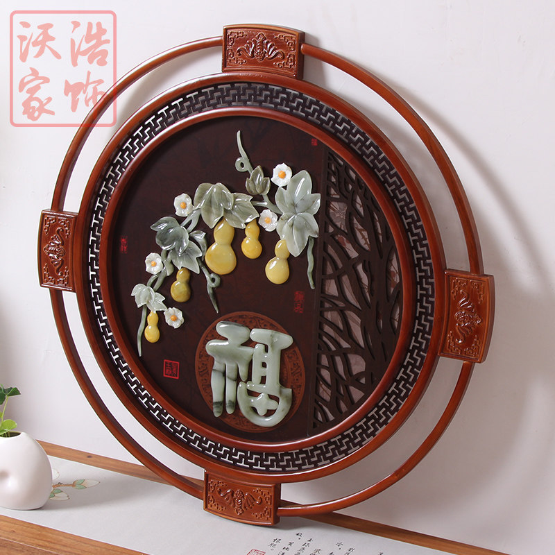 Dongyang wood carving new Chinese jade carving decorative painting living room entrance TV background wall corridor hanging painting relief wall hanging parts