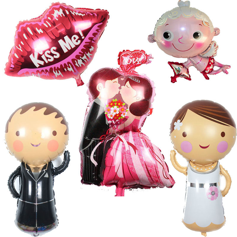 Romantic Wedding Placement Wedding House New Room Bedroom Decoration Woman Square Man Creative Simple Atmospheric Lips Joy Character Balloons-Taobao
