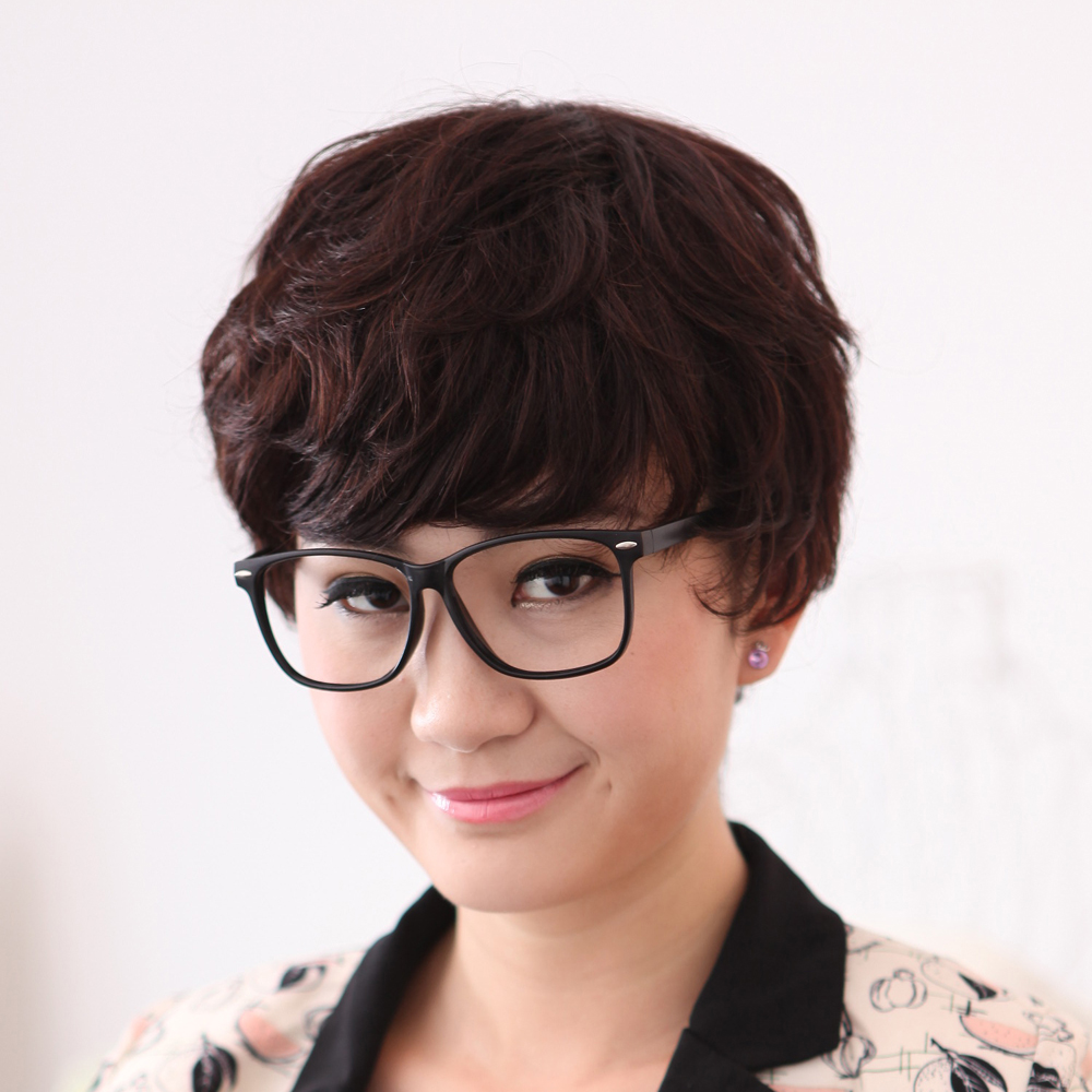 新款真发假发 蓬松中老年短发卷发  漂亮妈妈卷发  透气化疗假发