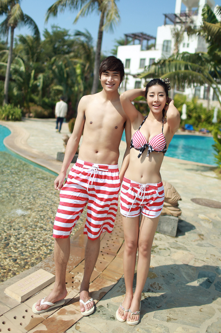 Bộ đồ bơi đôi đi biển Bộ đôi đi biển 2014 bikini mới ba mảnh nam nữ quần trăng mật đi biển 	set đồ đi biển đôi	