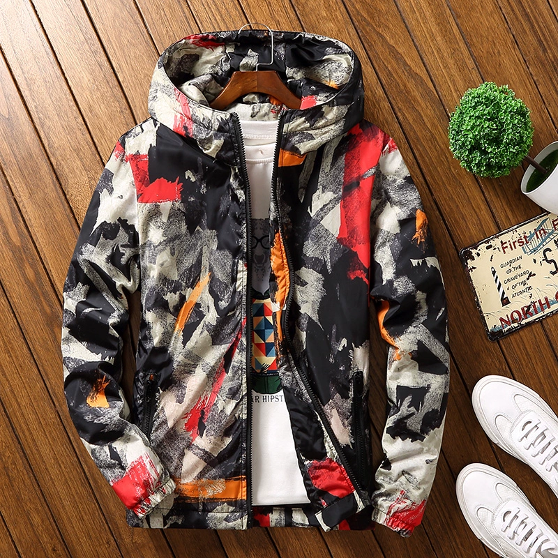 Áo khoác cotton nam XL giản dị nhẹ mùa đông ngụy trang áo khoác cotton xu hướng áo béo mùa đông béo