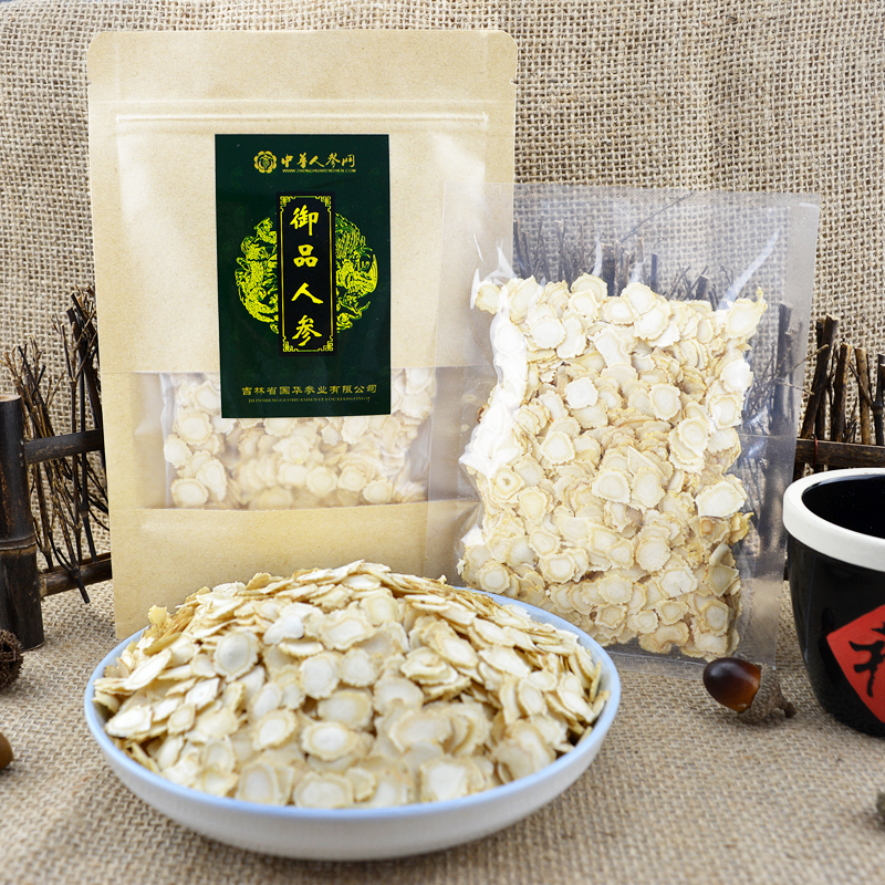 The Tonic way Changbai Mountain Ginseng Ginseng Tablet Bulk Northeast produces the Tan Ginseng down Mountain Participation White Ginseng Slices of Bubble Water