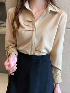 会社員の面接着用アセテートサテントップデザインニッチライト大人スタイル女性用抗シワシルケットシャツ