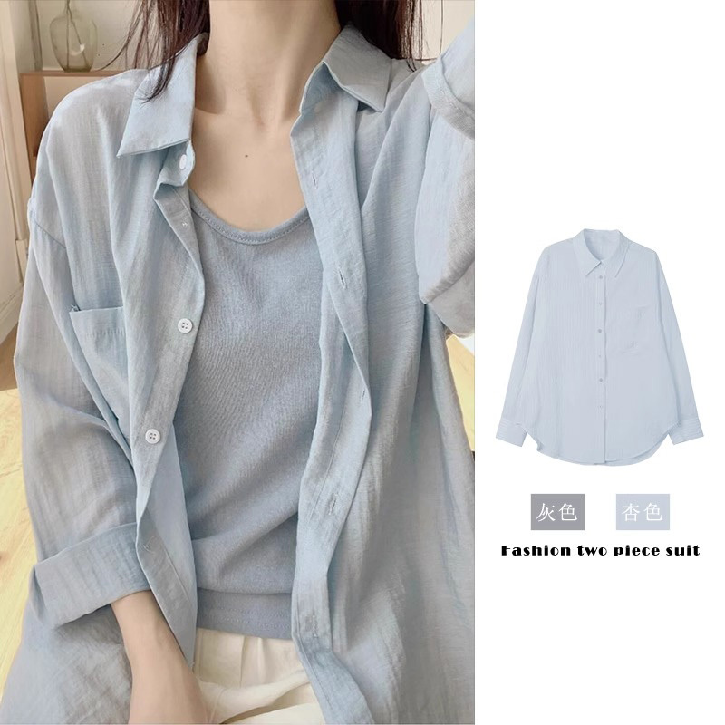 Summer Ramie Shirt, Old Money Style Shirt, Cotton-Linen Blend, Airy Top, Thin Sun-Protective Shirt