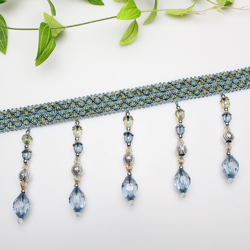 Curtain lace Crystal beads Fabric accessories European hanging spike bottom edge hem decorative accessories Tassel lace pendant