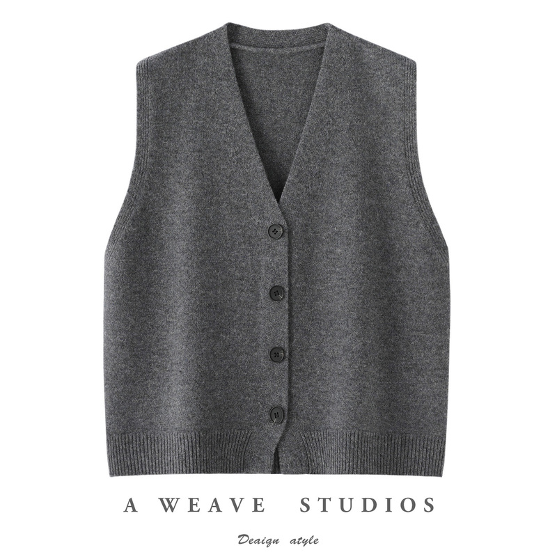 Elegant Old Money Style ~ Sleeveless Layered 100% Wool Knit Cardigan for Women, V-Neck Buttoned Loose Sweater Vest Elegant Old Money Style ~ Sleeveless Layered 100% Wool Knit Cardigan for Women, V-Neck Buttoned Loose Sweater Vest