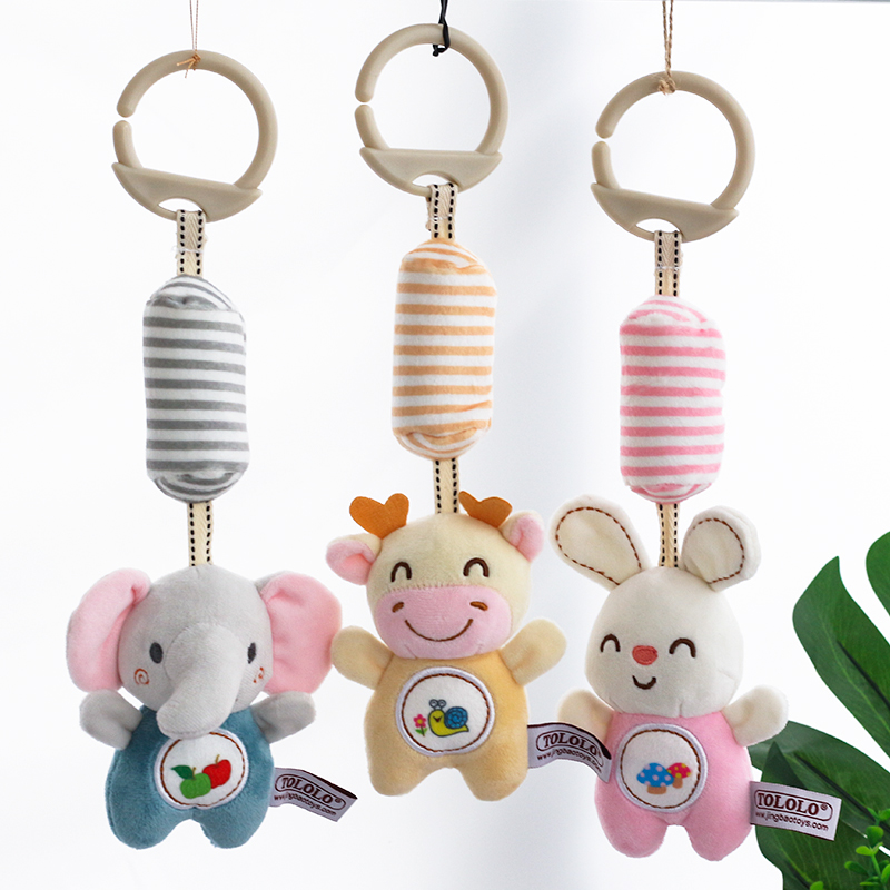 Newborn baby stroller pendant small rocking bell appeasement puzzle plush toy 0-1-year-old male and female baby cloth art bed bell-Taobao