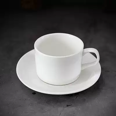 Coffee cup 1 cup 1 dish one-piece set American Italian coffee cup pure white