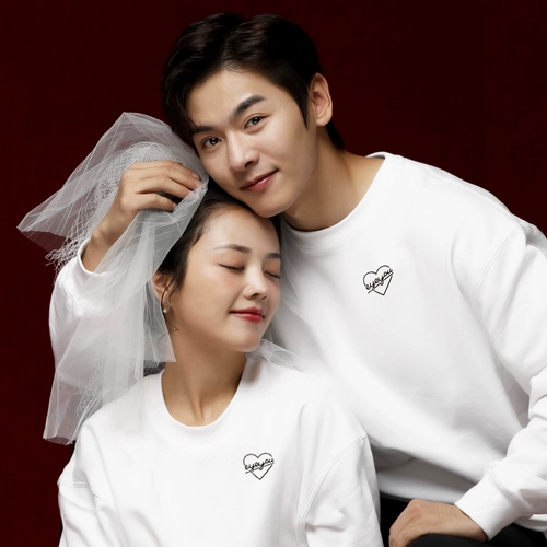 Осенняя демисезонная парная одежда для влюбленных, толстовка, рубашка, с вышивкой