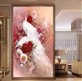 5D алмазная живопись, полная алмазной вышивки крестом, 2025, новая вертикальная версия, вход, павлин, гостиная, ручная работа, 2024, хрустальная кладка