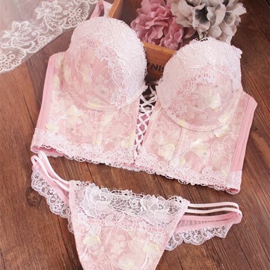 Strap with cups waistcoat Bra Sexy Cute Sweet 80A85A Shapewear Underwear women's gluteal bunny pants Tiny pants