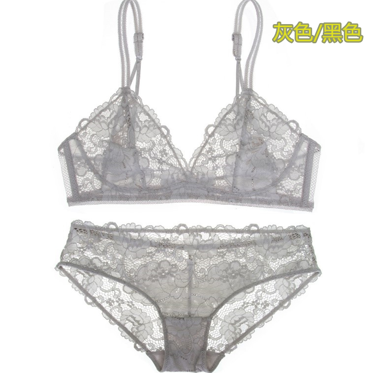Super-thin lace aqueous soluble home comfortable steel ring triangle cup sexy back underwear set lady underwear