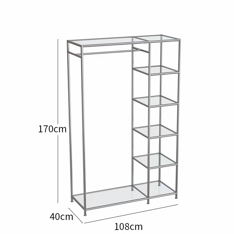 Used Usm Stainless Steel Glass Wardrobe Floor-Standing Storage Rack Display Rack Clothing Rack Multi-Layer Storage Coat Rack