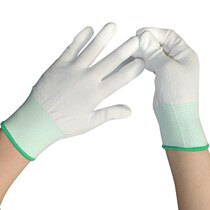 2020 new 12 double dress Laurbail antistatic PU coated palm white gloves breathable non-slip nylon polyester cotton dust-free