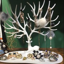 New leather band decoration storage box booth decorative model earring display rack adhesive hook exquisite tree fork jewelry frame