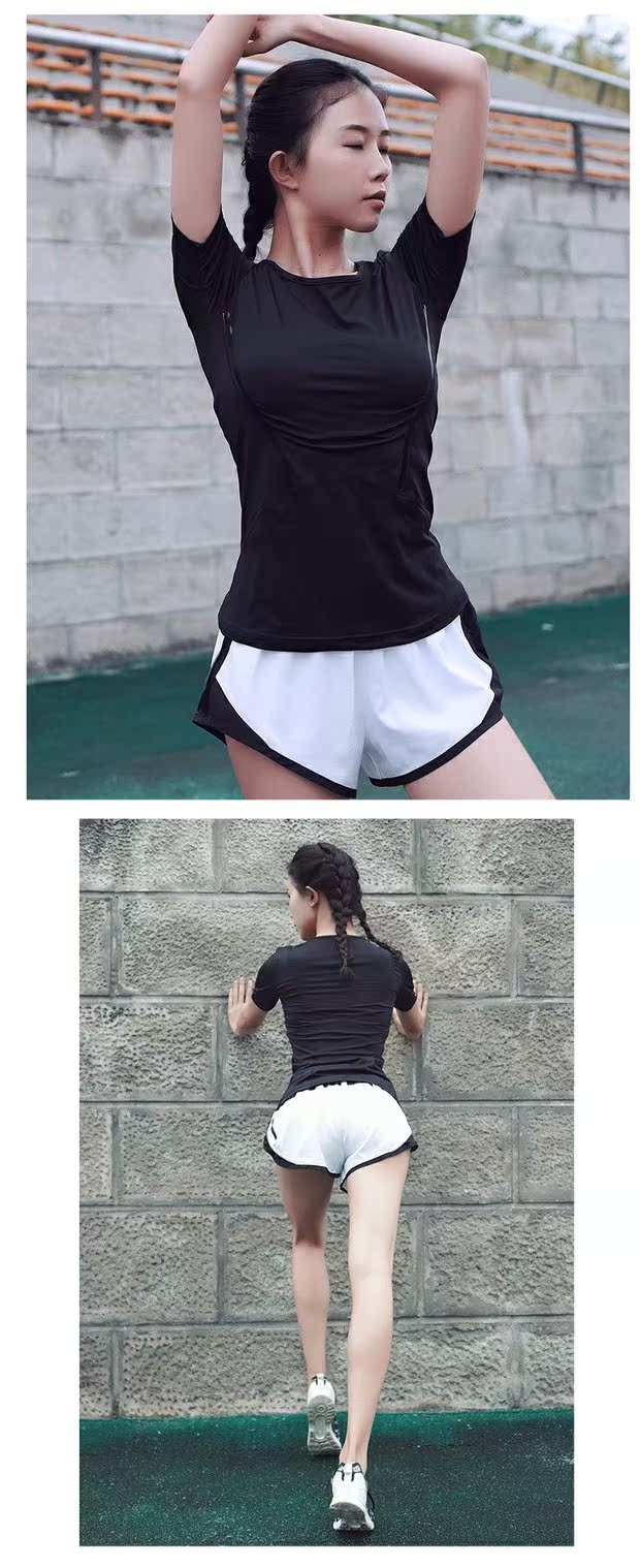 Áo thun mỏng nữ chạy bộ cổ tròn áo thể thao ngắn tay Quần áo thể dục nhanh khô quần áo yoga nửa tay co giãn Slim áo thun 3 lỗ nam tập gym