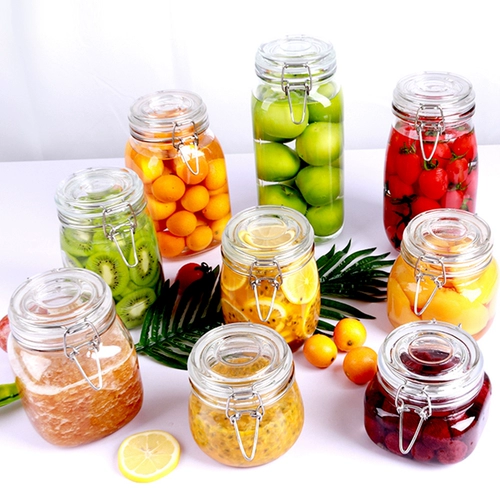 Food -Grade Glass Seal может сделать бэйберрискую желтую персиковую консервированную бутылку, маринованные маринованные маринованные маринованные маринованные маринованные огурки, пустая бутылка с медовым лимоном