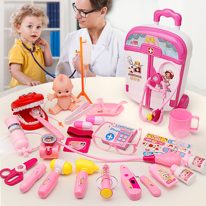 Children Doctors Medical Injections Baby Lalever Box Tools Toy Sets Small Nurses Girls Health Care Stethoscope