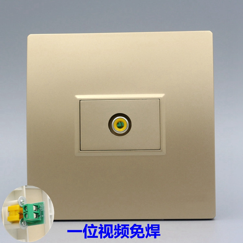 Type 86 champagne film wall inserts gold single-hole free-welding AV panel screwed screw pressure line Lotus film panel