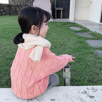 2021 womens winter clothing new twist Korean thick childrens pullover sweater female baby childrens clothes tide