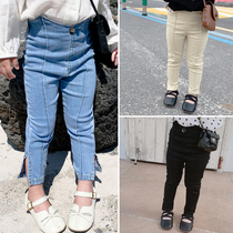2022 female childrens clothing new slim Korean version of childrens pencil pants female baby jeans long pants Joker