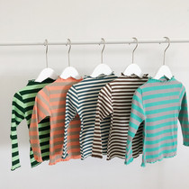 2021 female childrens clothing new multi-color Korean casual Childrens stripes base shirt baby girl childrens T-shirt