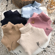2021 womens winter wear new mink velvet turtleneck Korean version of pullover childrens sweater womens baby sweater