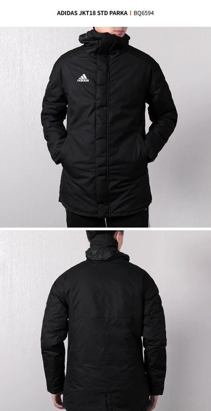 Adidas Adidas JKT18 Bóng đá nam đào tạo thể thao Cotton ấm trùm đầu Cotton BQ6594