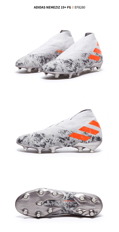 Adidas Adidas NEMEZIZ 19+ FG móng tay dài móng cỏ tự nhiên không có dây giày bóng đá nam EF8280 - Giày bóng đá