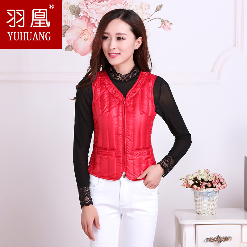 Plums middle-aged and green aged ladies down waistcoat Duck Suede Warm Vest Close-fitting Underwear Kan Shoulder-to-bottom Short-Waistcoat