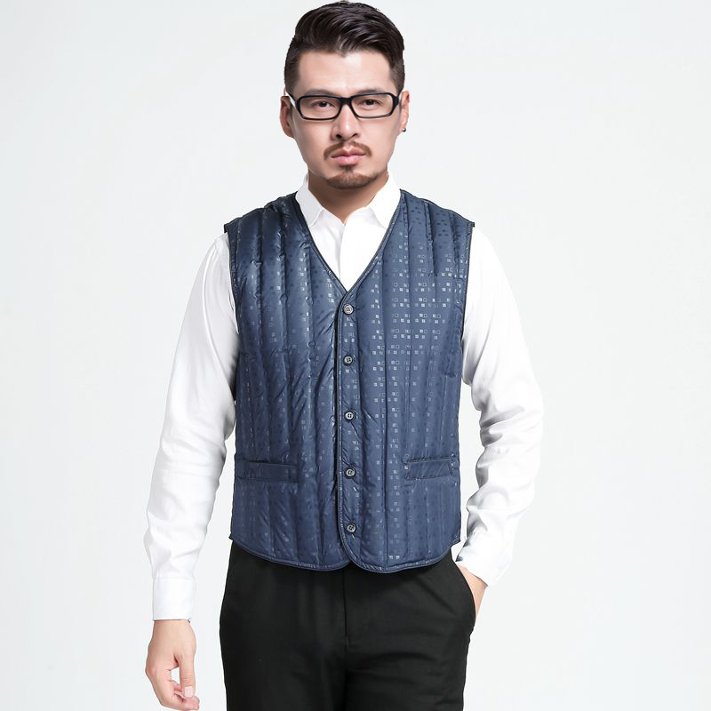 Plums New Middle Green Aged Thickened down Neri Machia Male Short Duck Suede Warm Vest Kan Shoulder waistcoat