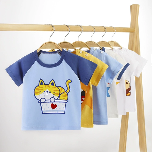 Детская футболка с коротким рукавом, приятная телу летняя одежда для мальчиков для отдыха, в западном стиле