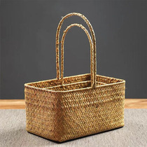 Nordic seaweed woven flower basket straw woven flower arrangement portable small basket household storage basket souvenir gift basket