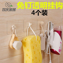 Shuangqing kitchen incognito free adhesive hook hook strong viscose pai gou door back bathroom waterproof transparent adhesive hook 4