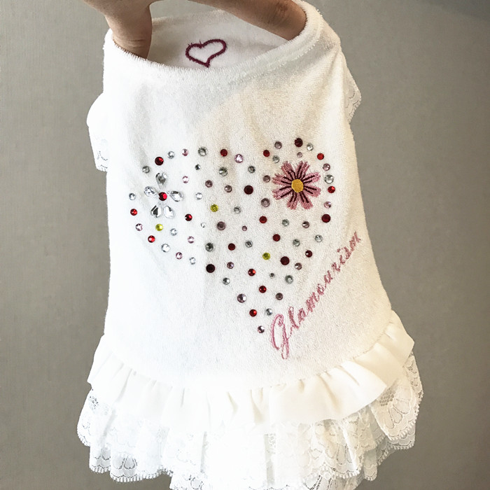 Spot chó cưng Nhật Bản mùa xuân và mùa hè ren rhinestone váy vest váy quần áo - Quần áo & phụ kiện thú cưng quần áo cho chó phốc hươu