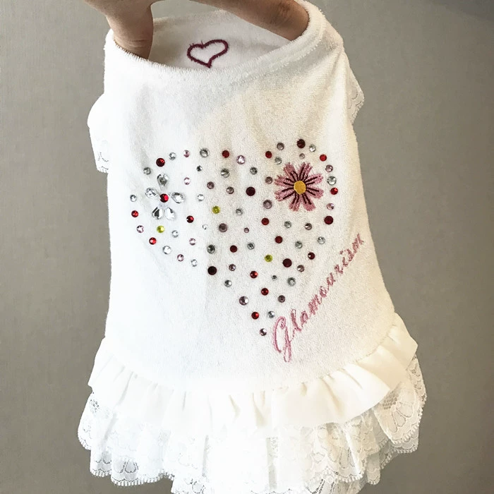 Spot chó cưng Nhật Bản mùa xuân và mùa hè ren rhinestone váy vest váy quần áo - Quần áo & phụ kiện thú cưng quần áo cho chó phốc sóc