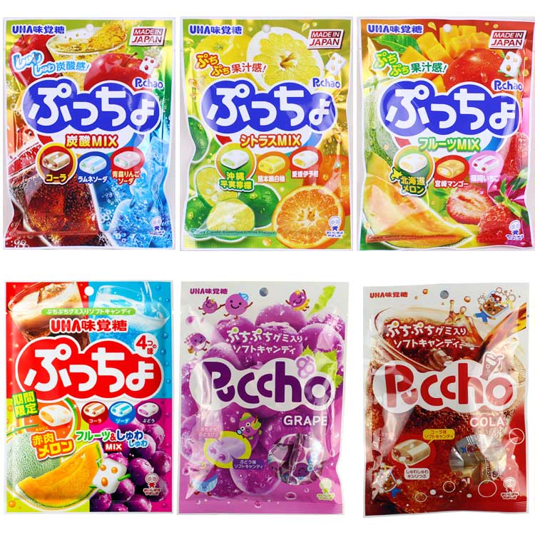 Japan imported taste candy puchao UHA sodas grape carbonated cola 4 flavor fruit fudge 100g