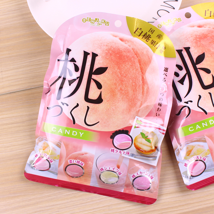 Japan imported snack Fan bird caramel 5 kinds of white peach juice sandwich sugar water Peach flavor fruit sugar hard candy 81g