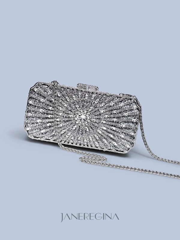 European and American Style Light Luxury Shiny Rhinestone Evening Bag, High-End Custom-Made Qipao Dress Paired with a Silver Long Square Clutch Bag