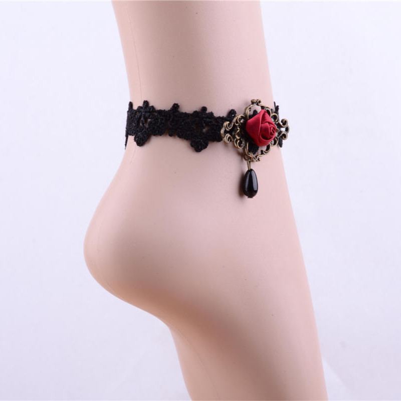 Màu đen cổ điển hoa pha lê ma cà rồng ren chân nữ với quà tặng ngày lễ năm mới cửa hàng phụ kiện