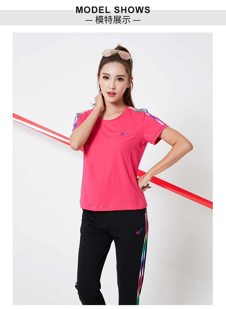 Cheng Demei 2018 hè mới chạy bộ đồ thể thao nữ giản dị cỡ lớn quần cotton phù hợp với tay ngắn - Thể thao sau quần áo thể thao nam mùa đông